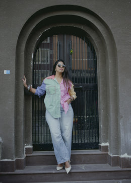 Rainbow Color Hand Block Printed Shirt - Rangeen