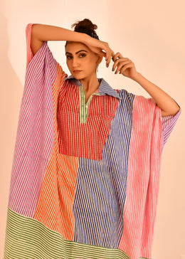 Multi Stripe Block Printed Kaftaan - Atrangi Kaftaan