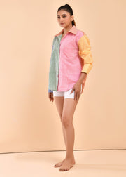 READY TO SHIP: Rainbow Color Hand Block Printed Shirt - Rangeen
