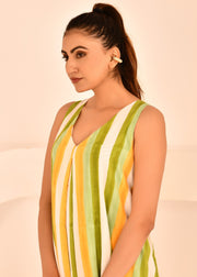 READY TO SHIP: Multi stripe V Neck Dress - Tutti-Frutti