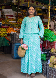 Green Heart Block Printed Co-ord Set - Dilruba