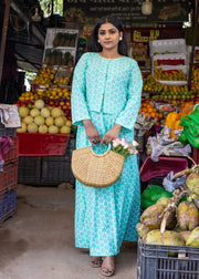Green Heart Block Printed Co-ord Set - Dilruba