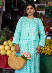 Green Heart Block Printed Co-ord Set - Dilruba