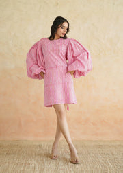 Handblock Printed Premium Cotton Dress – Bubblegum