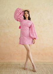 Handblock Printed Premium Cotton Dress – Bubblegum