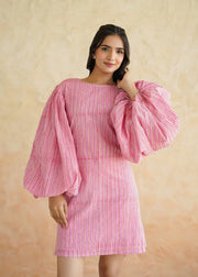 Handblock Printed Premium Cotton Dress – Bubblegum