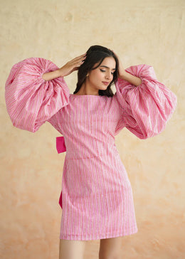 Handblock Printed Premium Cotton Dress – Bubblegum