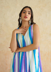 Multi stripe V Neck Dress - Chuski