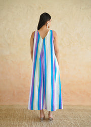 Multi stripe V Neck Dress - Chuski