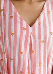 Multi stripe V Neck Dress - Rasna