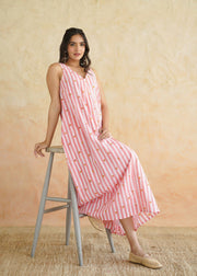 Multi stripe V Neck Dress - Rasna