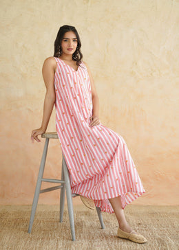 Multi stripe V Neck Dress - Rasna