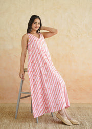 Multi stripe V Neck Dress - Rasna