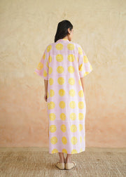 Hand-block Printed Kaftan Cotton Dress – Nimbu Soda