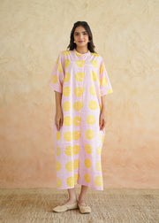 Hand-block Printed Kaftan Cotton Dress – Nimbu Soda