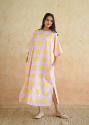 Hand-block Printed Kaftan Cotton Dress – Nimbu Soda