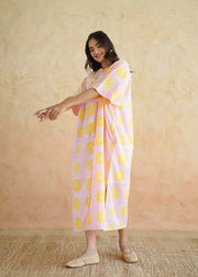 Hand-block Printed Kaftan Cotton Dress – Nimbu Soda