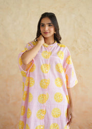 Hand-block Printed Kaftan Cotton Dress – Nimbu Soda