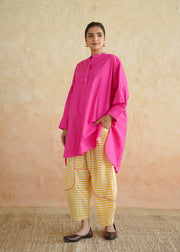 Fuchsia & Yellow Gingham Cotton Co-ord Set - Basanti