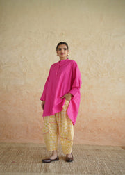 Fuchsia & Yellow Gingham Cotton Co-ord Set - BASANTI