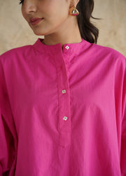 Fuchsia & Yellow Gingham Cotton Co-ord Set - BASANTI