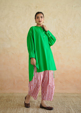 Green & Pink Striped Cotton Co-ord Set — Tulsi