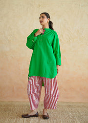 Green & Pink Striped Cotton Co-ord Set — Tulsi