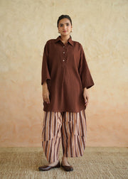 Brown Handblock Printed Cotton Co-ord Set - Dalchini