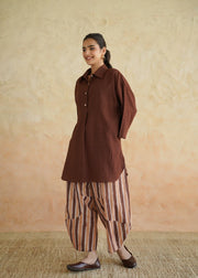Brown Handblock Printed Cotton Co-ord Set - Dalchini