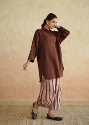 Brown Handblock Printed Cotton Co-ord Set - Dalchini