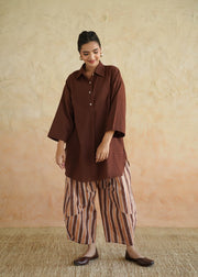 Brown Handblock Printed Cotton Co-ord Set - Dalchini