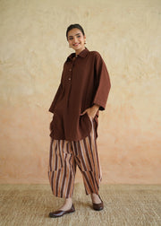 Brown Handblock Printed Cotton Co-ord Set - Dalchini