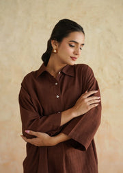 Brown Handblock Printed Cotton Co-ord Set - Dalchini