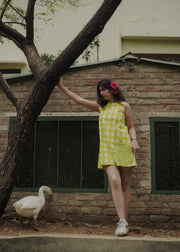 READY TO SHIP: Handblock Checked Cotton Dress - Poppins