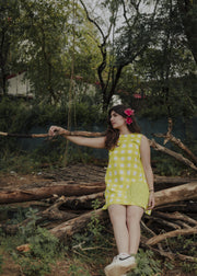 READY TO SHIP: Handblock Checked Cotton Dress - Poppins