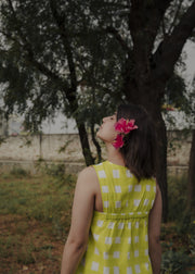 READY TO SHIP: Handblock Checked Cotton Dress - Poppins