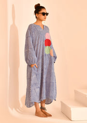 READY TO SHIP: Patch Work On Multi Stripe Block Printed Dress - Meher