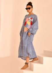 READY TO SHIP: Patch Work On Multi Stripe Block Printed Dress - Meher