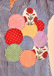 READY TO SHIP: Patch Work On Multi Stripe Block Printed Dress - Meher