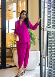 Fuchsia drapped skirt and shirt - Midnight Gulab