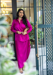 Fuchsia drapped skirt and shirt - Midnight Gulab