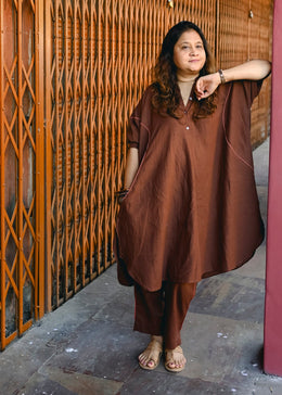 Brown Cotton Co-ord Set - Mitti